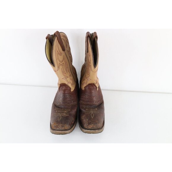 Vintage Double H Mens 9 D Distressed Steel Toe Tribal Leather Cowboy Boots USA main image 11